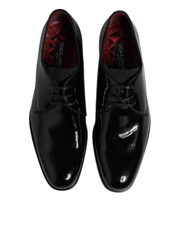 Black leather lace up men derby formal shoes-null