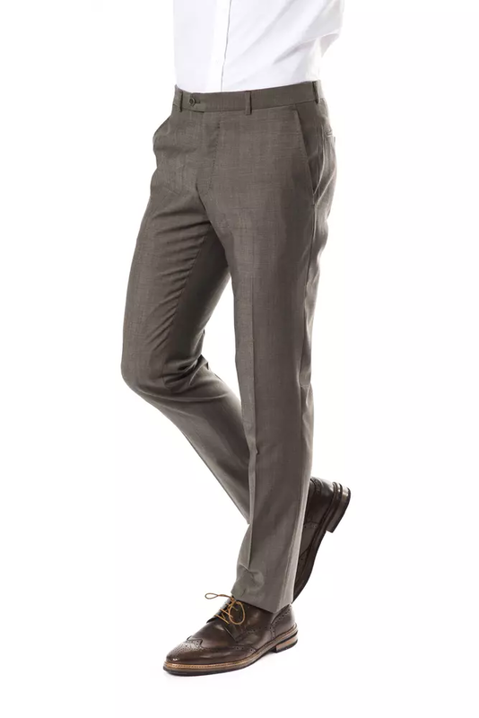 Gray wool mens suit pant-null