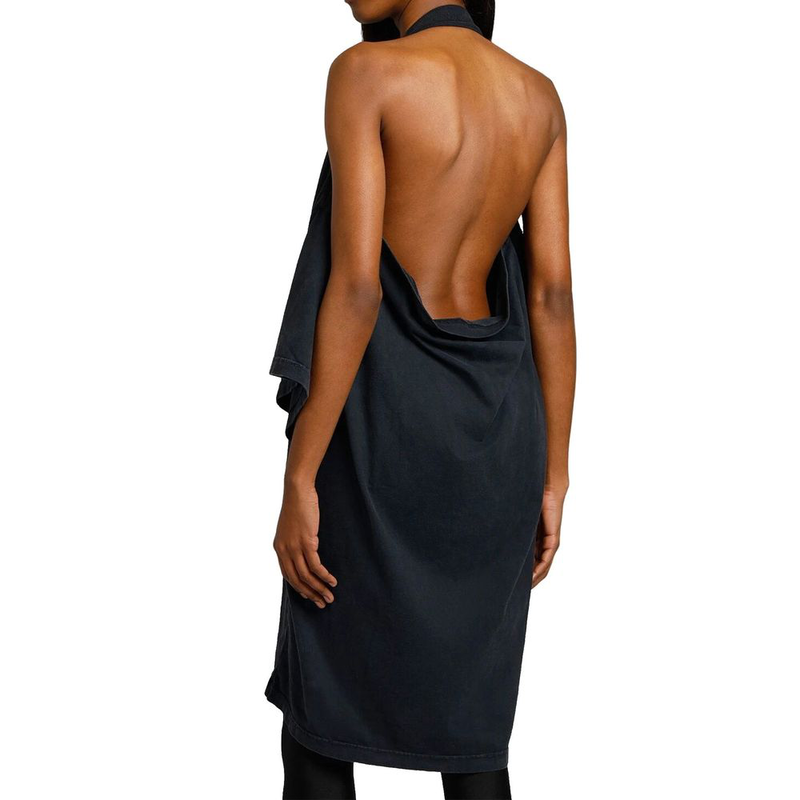 Black cotton casual dress-null