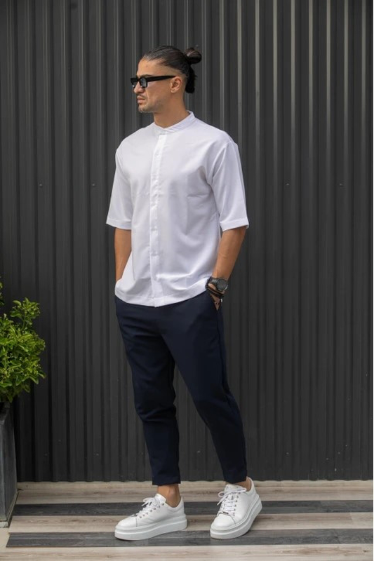 Henry s/s easywear stand up collar shirt-null