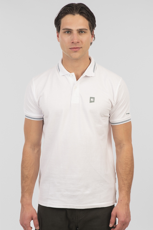 Rebase polo pique melange collar logo-null
