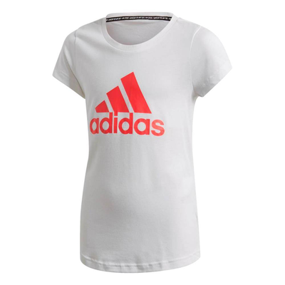 Girls mh badge of sport t-shirt, White / Pink, medium