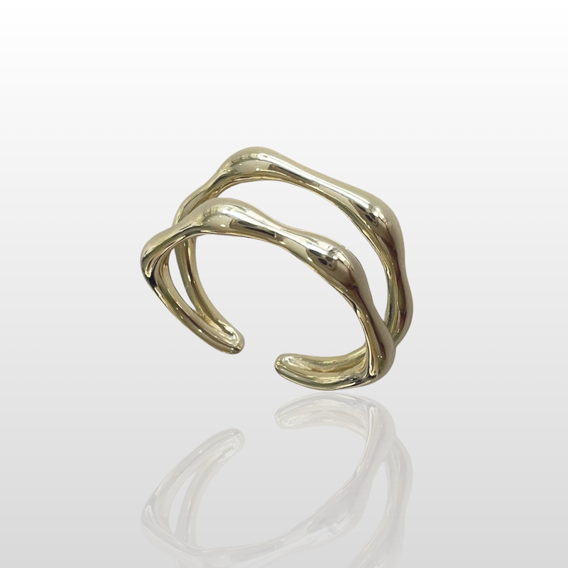 Double line ring - high quality silver 925 gold plated-null