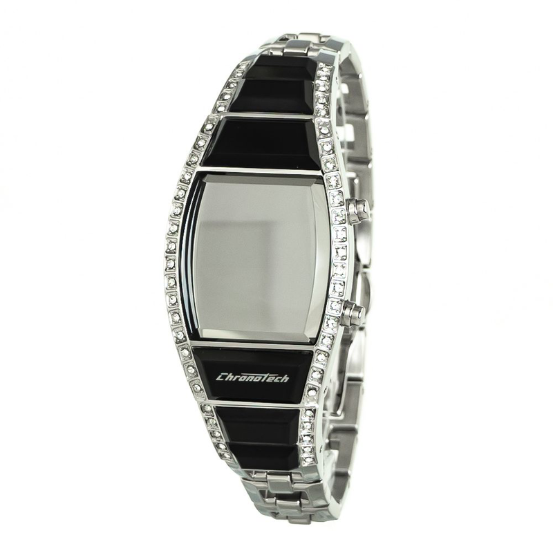 Silver stainless steel digital watch-null