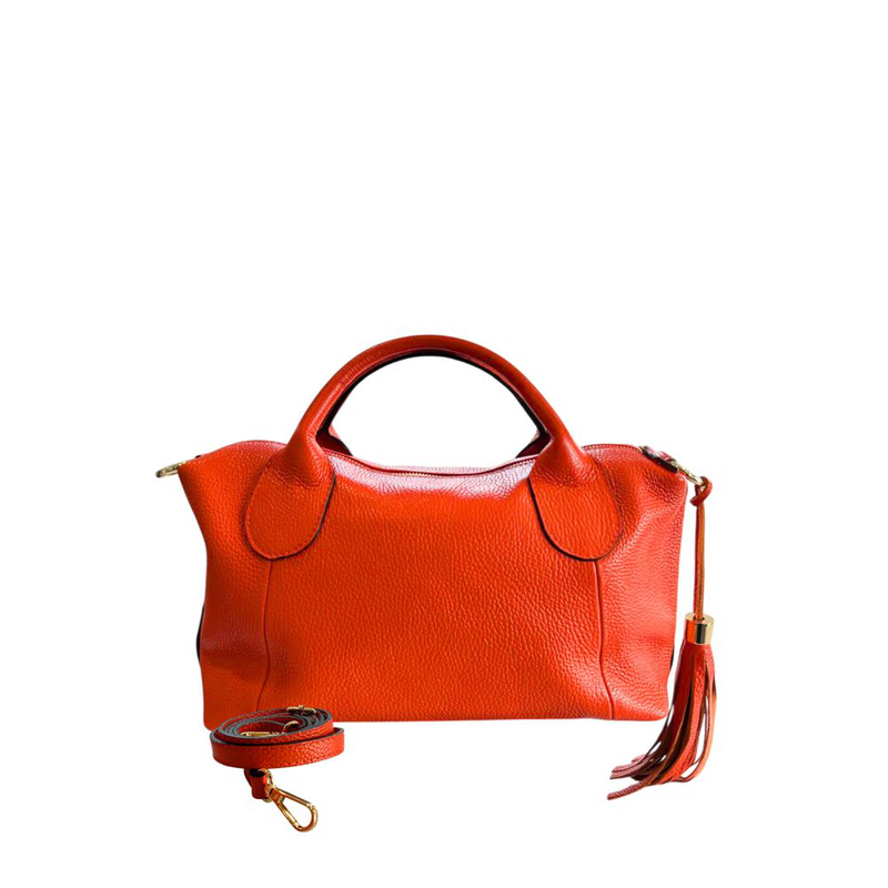 Orange leather women handbag-null