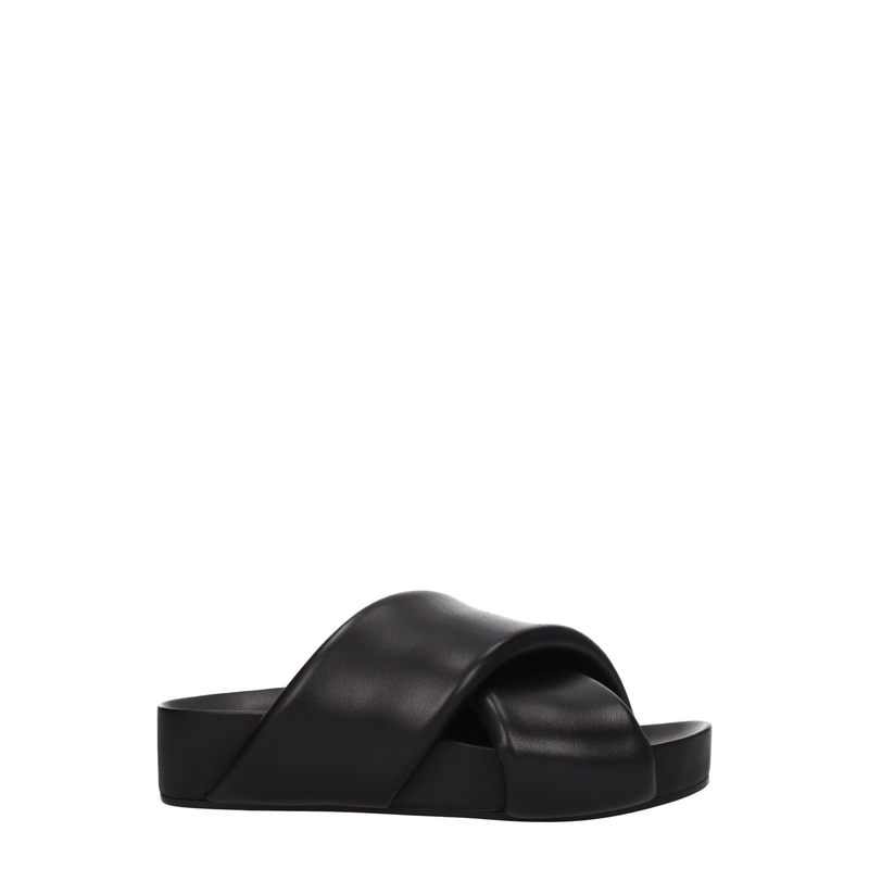 Black leather slippers-null