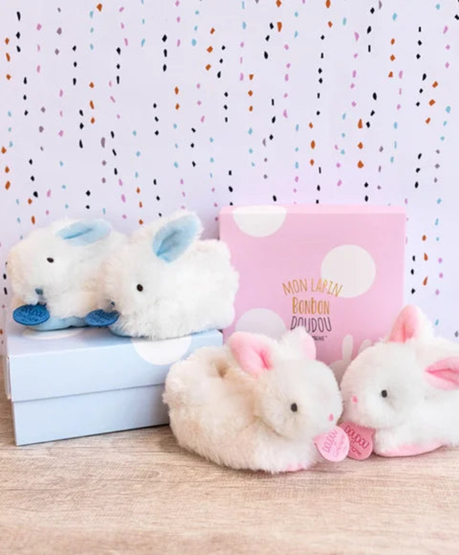 Doudou et compagnie lapin bonbon - booties with rattle blue image number null