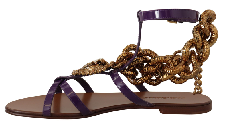 Purple leather devotion flats sandals shoes-null
