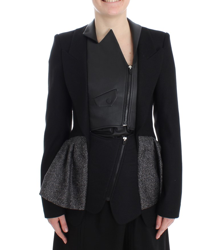 Black short blazer coat biker jacket-null