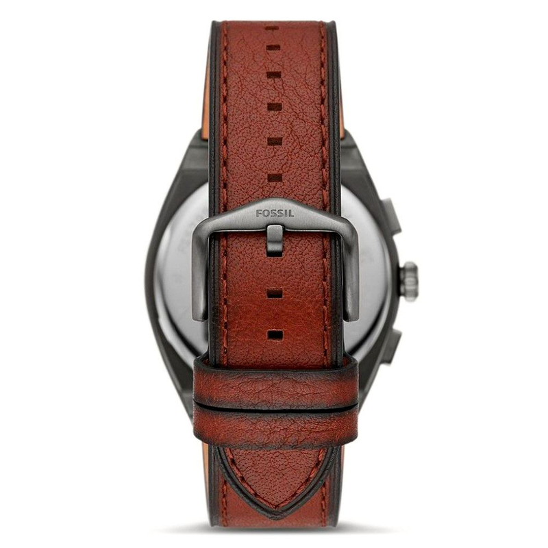 Brown leather dress watch-null