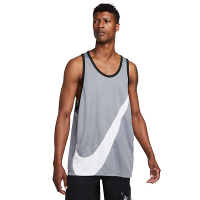 Dri-FIT mens basketball crossover jersey, Grey / Black / White, medium