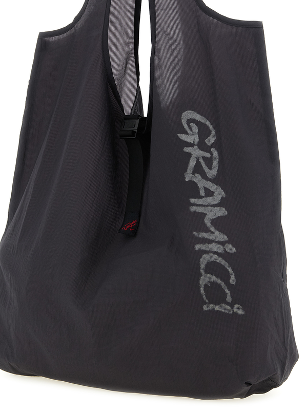 Gray nylon tote bag-null