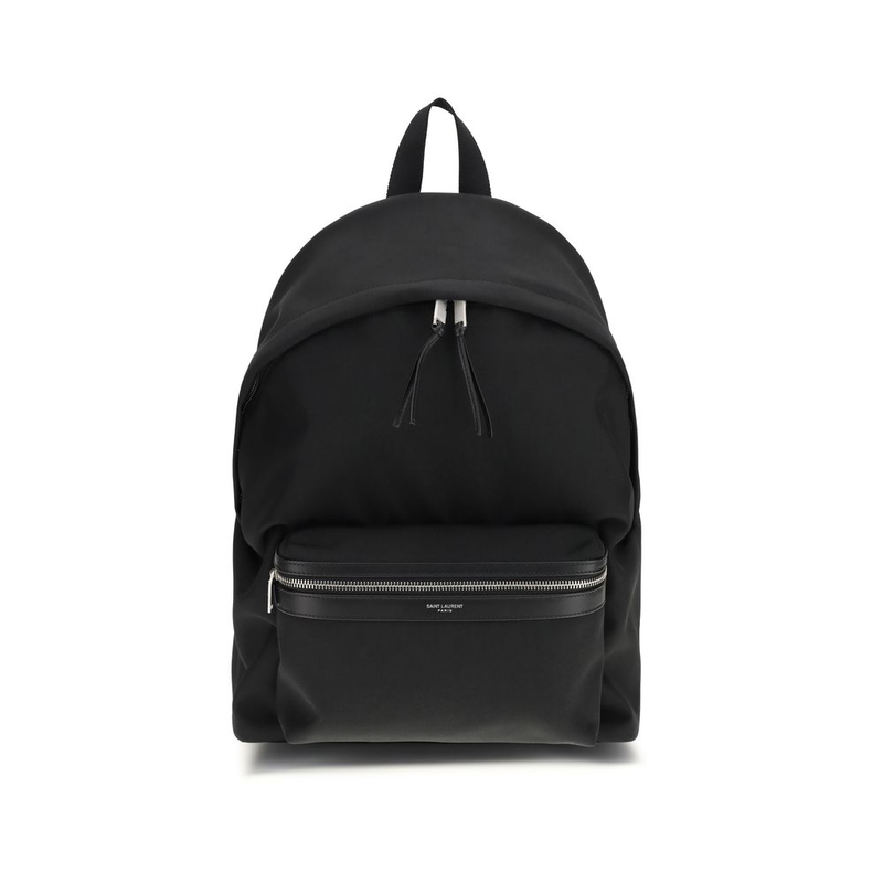 Black nylon backpack-null