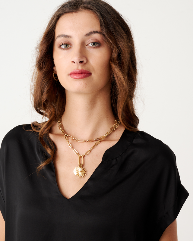 Blouse satin v neck image number null