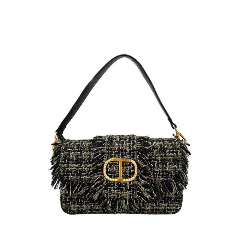 Black pu women shoulder bag-null