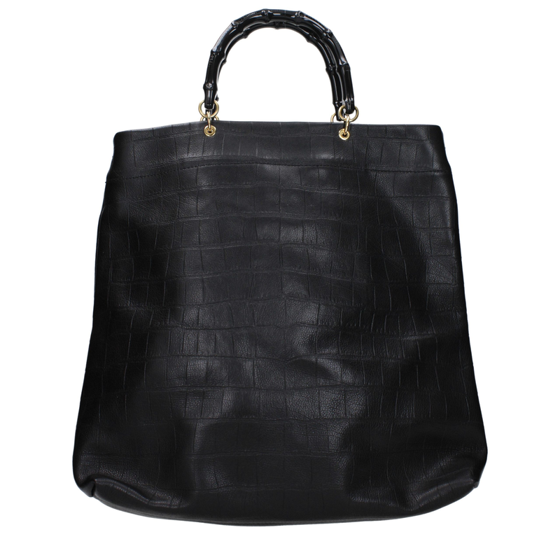 Black leather handbag-null