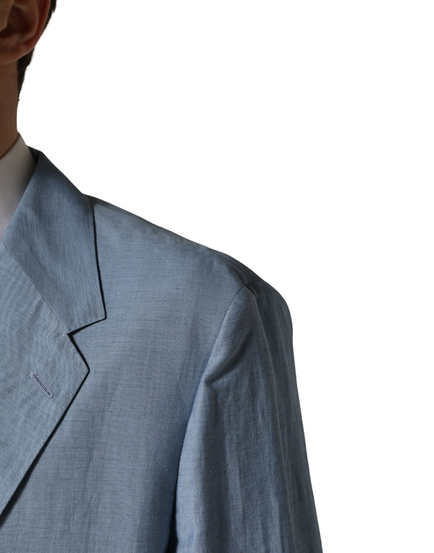 Light blue single breasted men jacket blazer-null