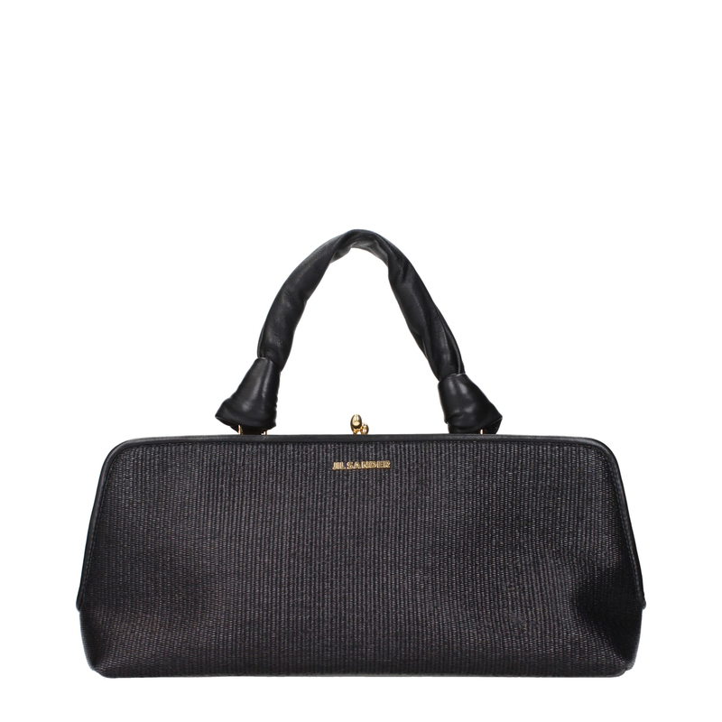 Black raffia handbag-null