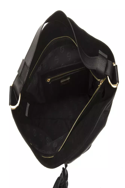 Black leather women shoulder bag-null
