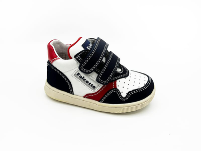Naturino leather shoes with rips blue nat7f, Navy-red, medium