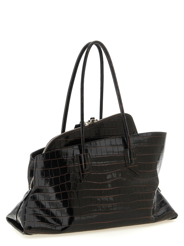 Brown bovine leather shoulder bag-null