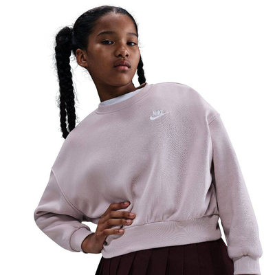 Girls nike sportswear fleece boxy crew-neck, Platinum Violet, medium