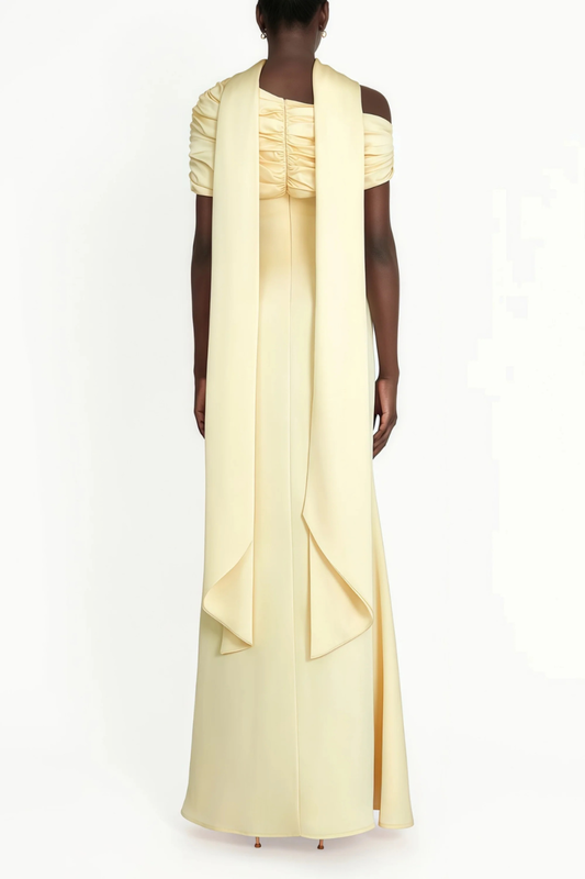 One shoulder satin dress-null
