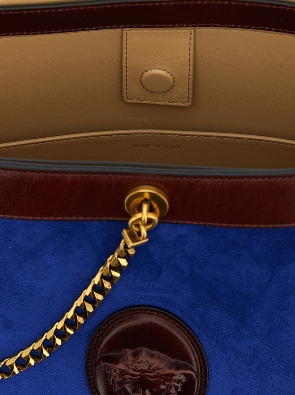 Blue calfskin shoulder bag-null