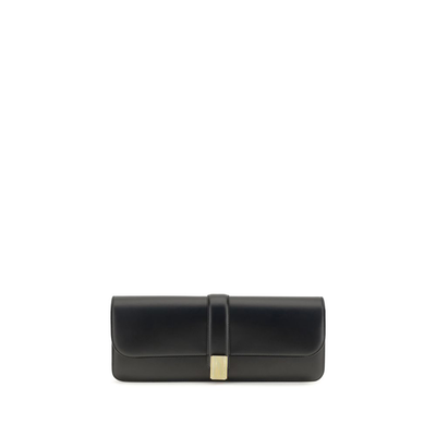 Black calf leather bos taurus clutch bag, Black, medium