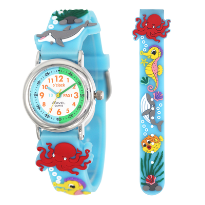 Ravel-kid's cartoon time-teacher watch -blue sealife