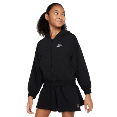 Nike sportswear girls jersey full-zip hoodie, Black, medium