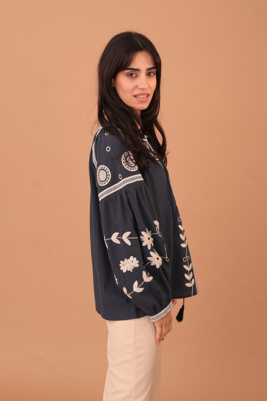 Ashanti embroidered blouse - blue-null