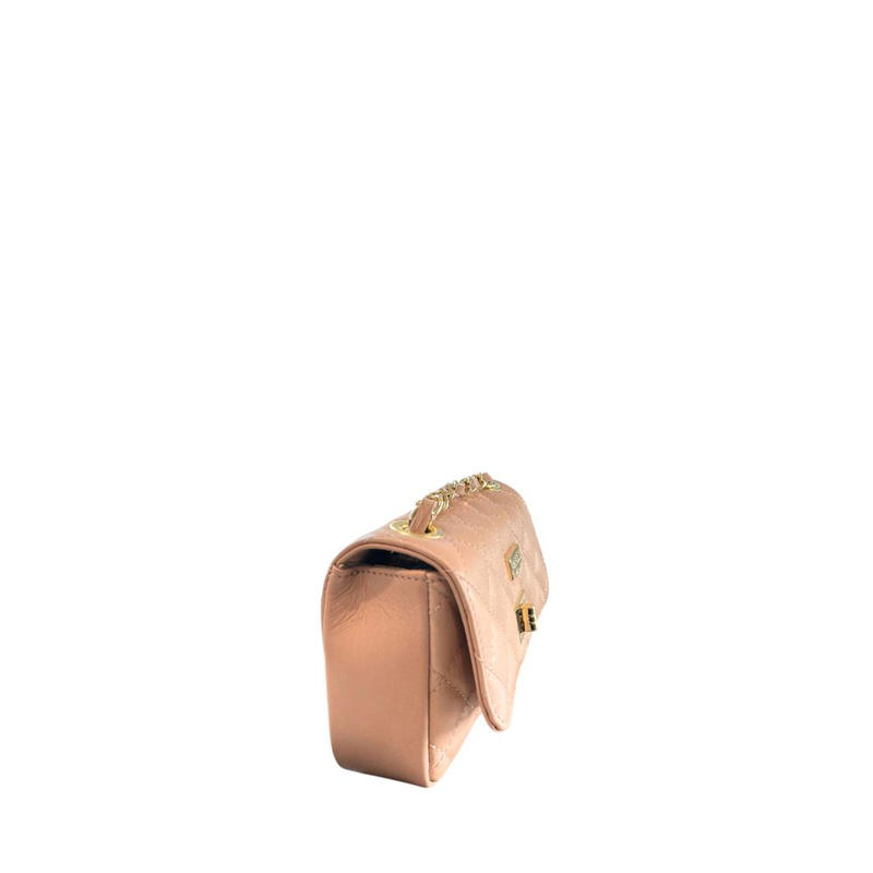 Pink leather women crossbody bag-null