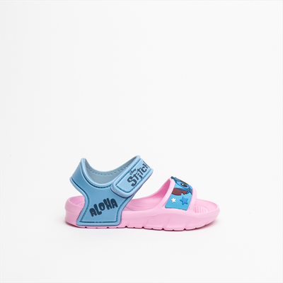Stitch themed velcro strap girls sandals, Pink, medium