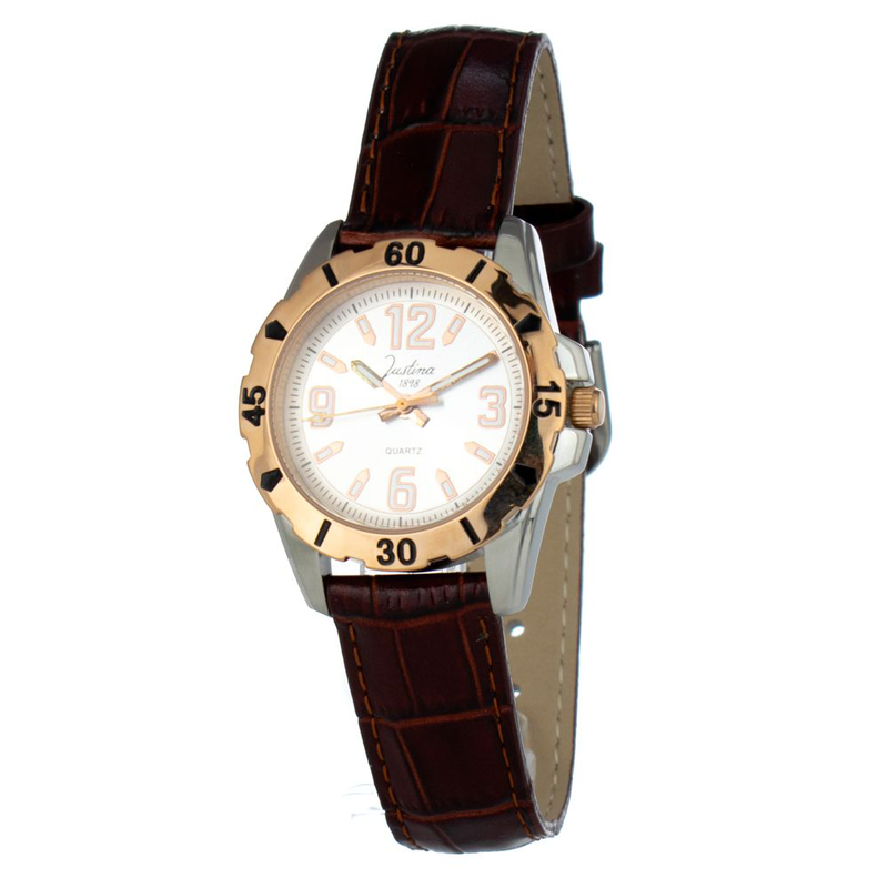 Brown leather dress watch-null