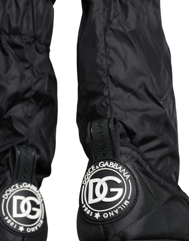 Black quilted high top boots sneakers shoes-null