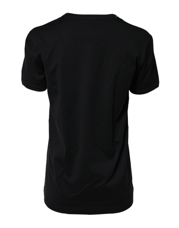 Black cotton dg print short sleeve top t-shirt-null