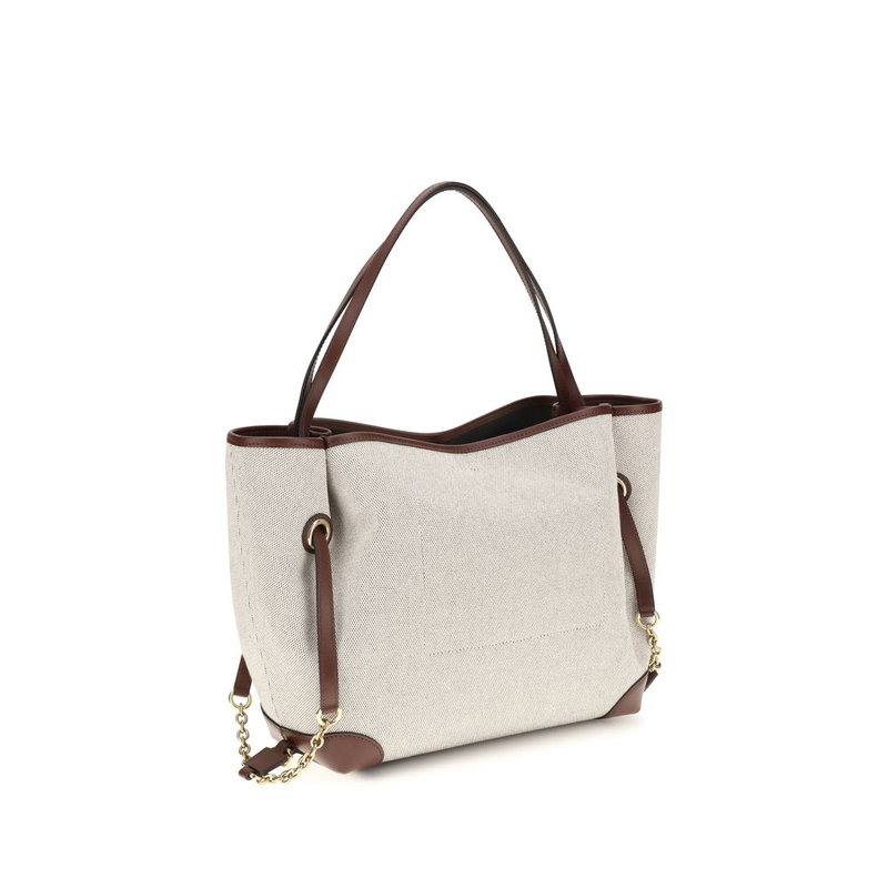 Beige cotton shoulder bag-null