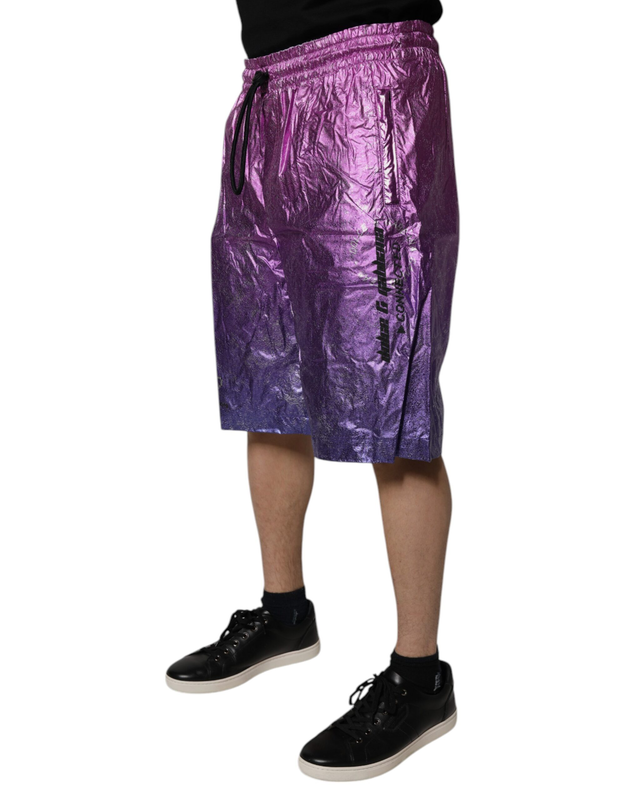 Metallic pink purple two tone bermuda shorts-null