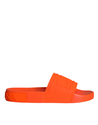 Orange rubber slides sandals beachwear shoes, Orange, medium