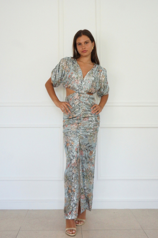 Aurelia sequined maxi dress with cut off ss2439-null