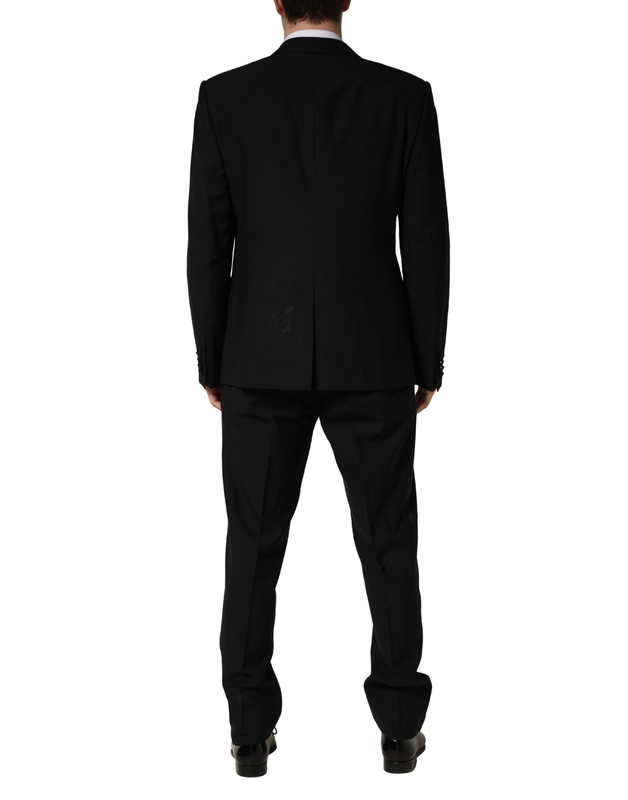 Black wool silk saxophone slim fit 3pc suit-null