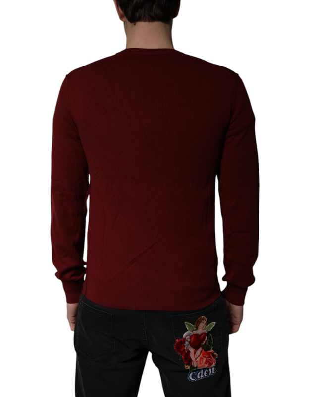 Maroon cashmere v-neck men pullover sweater-null