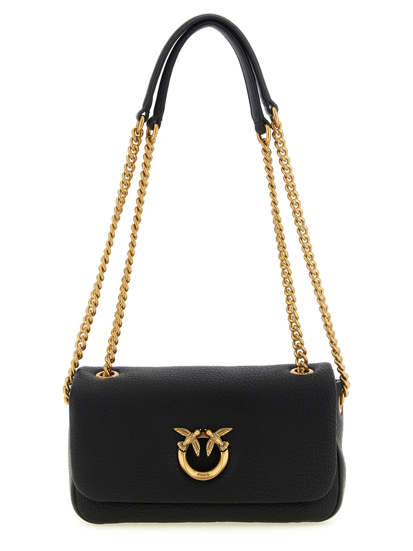 Black lamb leather shoulder bag-null