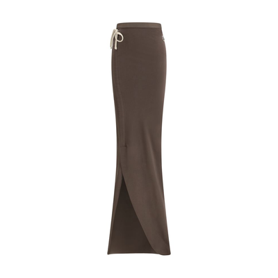 Brown cotton long skirt, Brown, medium