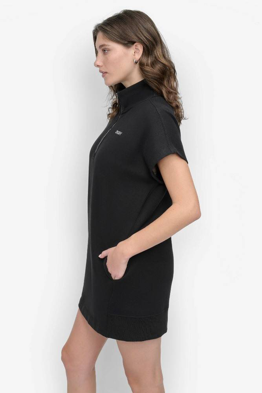Mini stud logo half zip sneaker dress-null