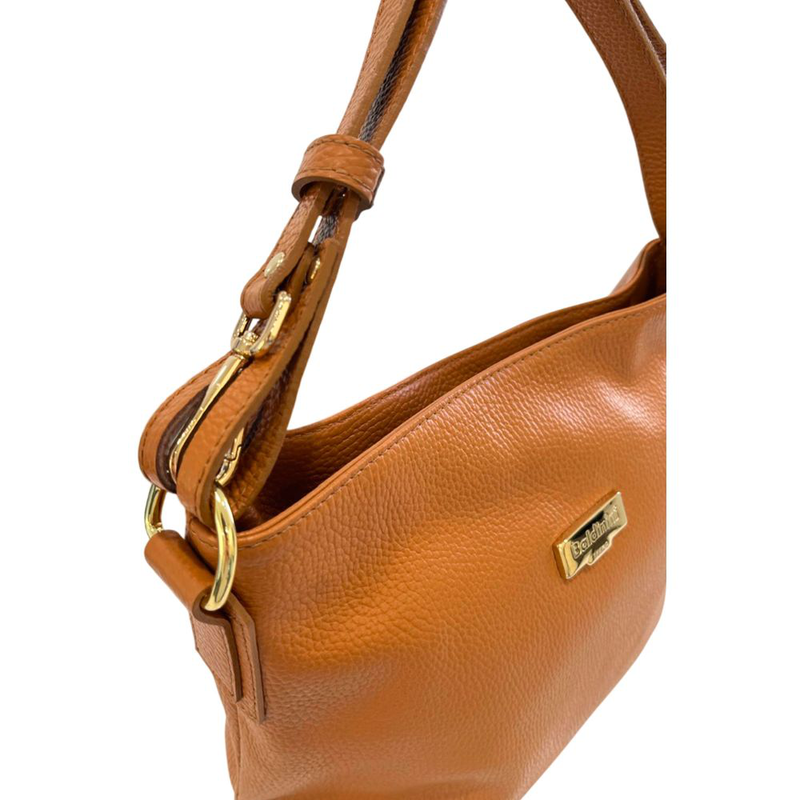 Brown leather women shoulder bag-null