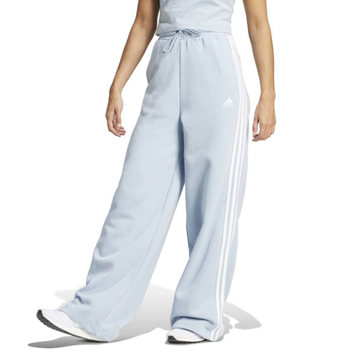 Women 3-stripes fleece wide pants, Blue, medium