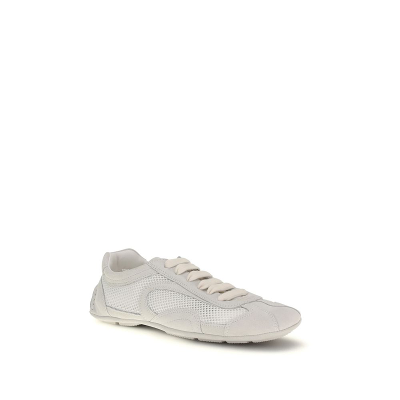White fabric low top sneakers-null