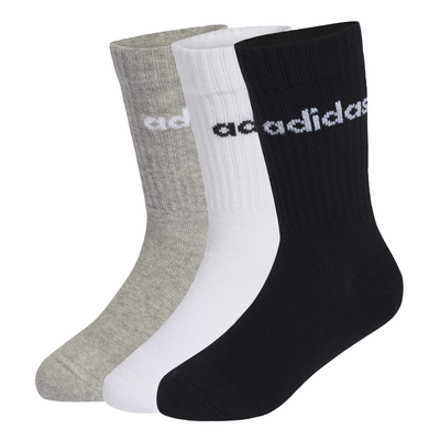 Adidas kids linear crew 3 pairs per pack socks, White/medium Grey Heather, medium